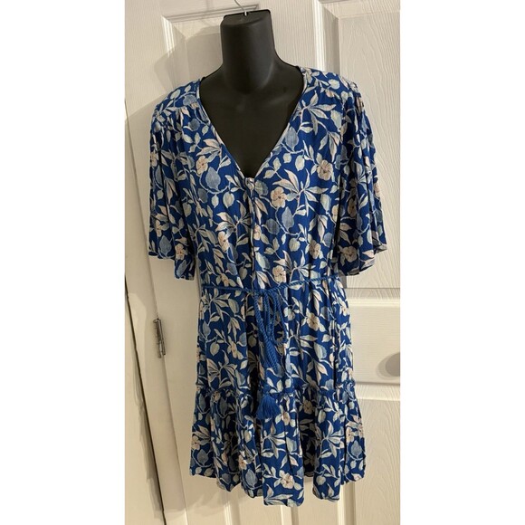 Faherty Mini Dress Women’s Size Small Floral BLUE  NWT $188 - Picture 3 of 16